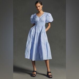 Anthropologie - MOON RIVER SMOCKED PUFF-SLEEVE DRESS - XS Petite